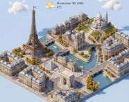 城市俯视等距3D卡通微缩场景