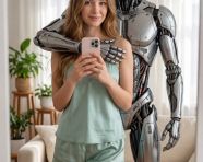 人和机器人的温馨时刻