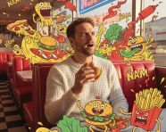 一幅充满活力的混合媒介杰作