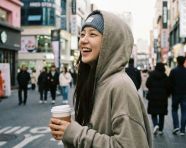 一张韩国流行明星的抓拍照片