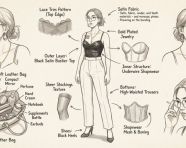 手绘风格的时尚风格概念分解图