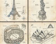 绘制[地标]的手绘等距示意图