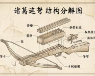 诸葛连弩的复古风格工程爆炸图