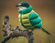 穿着充气羽绒服的鸟儿