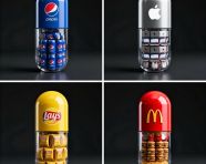 大型胶囊形容器的品牌3D渲染图