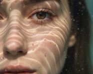 一幅超写实细节丰富的水下特写肖像