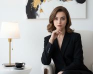 自信优雅的黑色西装女士