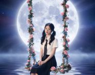 中秋月下秋千照片