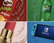 被优雅水漩涡环绕的品牌产品