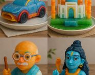 色彩缤纷的手工雕塑