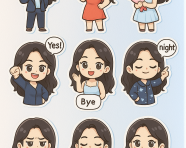 9格Q版风格贴纸