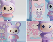 可爱粉彩乙烯基人物