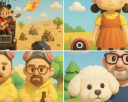 任天堂风格的3D卡通插画