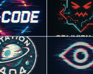 Glitch 矢量徽标样式