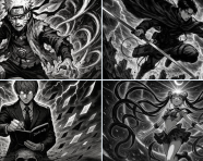 黑白漫画风格插图