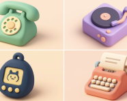 3D可爱粉彩粘土图标