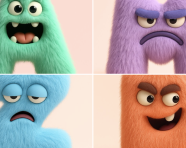 有趣的毛茸茸字母