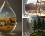 透明容器里有一个微型的3D世界