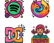 彩色卡通俏皮图标和徽标