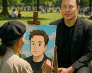 马斯克在公园画画