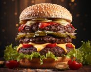 A photo of a hamburger, food photography