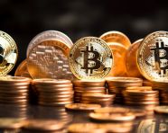 A photo of a bitcoin price chart, technology, finance graph, trend, market