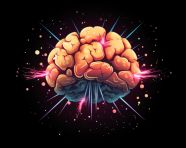 Vector brain and explosion on black background, human brain, cre