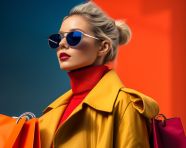 Beautiful woman with shopping bags, fashion design, fashion tren