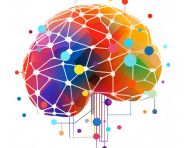 Digital data and network connection of multi color human brain,