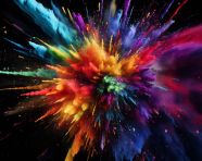 Colorful powder exploding in dark background, festivals, cultura