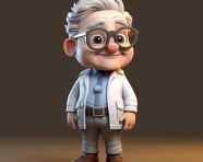 A cartoon character with glasses and a white coat 3d illustration, health and medical stock image