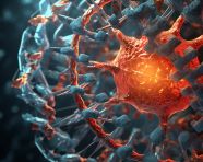 Photo 3d virus cells attacking a dna strand, health and medical stock image