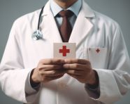 Doctor with red cross emblem on white background premium photo image 123, health and medical stock image