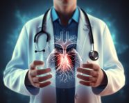 Photo a doctor with a stethoscope holds an icon with human lungs in his hands, health and medical stock image