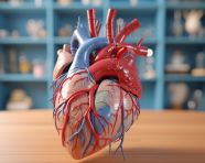 Photo view of anatomic human heart model for educational purpose