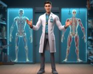 Doctor animation, health and medical stock image