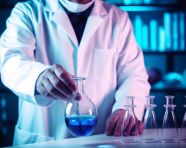 A doctor in white coat is pointing to medicine bottle, health and medical stock image