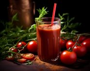 A photo of a tomato juice, beverage advertisement photography inspiration
