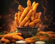 A photo of a chicken fingers, fast food advertisement stock images