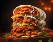 A photo of a doner kebab, fast food advertisement stock images