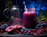 A photo of a blueberry juice, beverage advertisement photography inspiration
