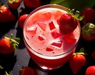 A photo of a strawberry juice, beverage advertisement photography inspiration