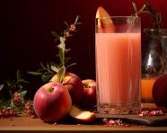 A photo of a peach juice, beverage advertisement photography inspiration