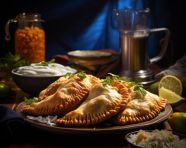 A photo of a empanadas, fast food advertisement stock images