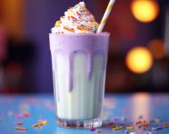 A photo of a vanilla milkshake, beverage advertisement photography inspiration