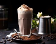 A photo of a coffee milkshake, beverage advertisement photography inspiration