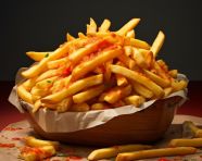 A photo of a french fries, fast food advertisement stock images