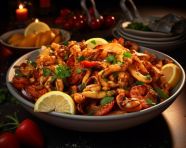 A photo of a fried calamari, fast food advertisement stock images