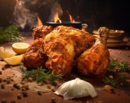 A photo of a fried chicken, fast food advertisement stock images