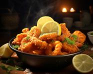 A photo of a fried shrimp, fast food advertisement stock images